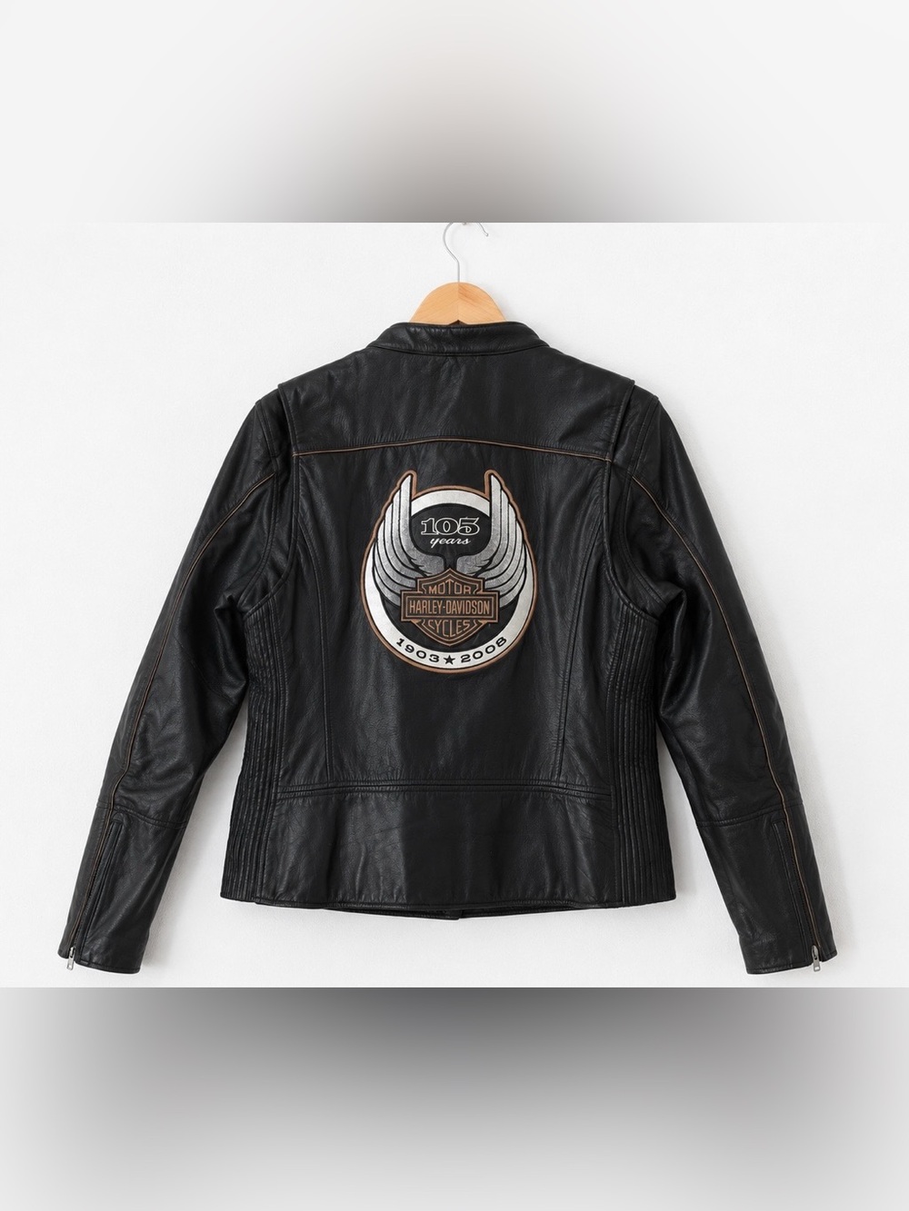 Harley Davidson Women’s 105th Anniversary 2007 Leather Moto Jacket - Size Large